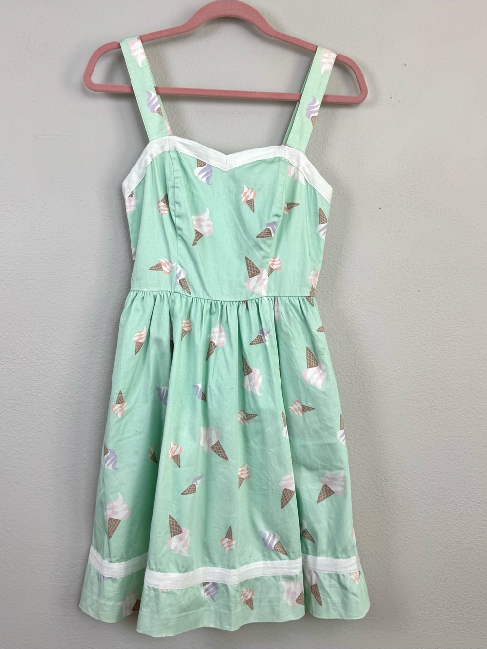 Bea & Dot ModCloth Sweetest Treat Ice Cream Cone Dress S Mint Green Pinup Retro
